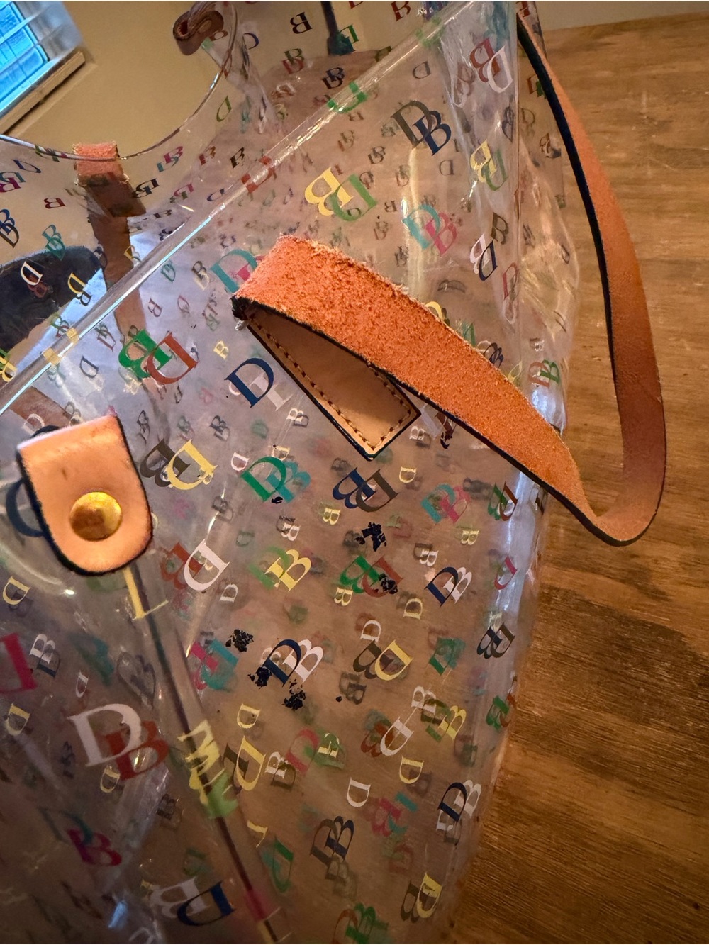 Dooney and Bourke Multicolor Clear XL shopper tan leather Signature - Picture 9 of 13